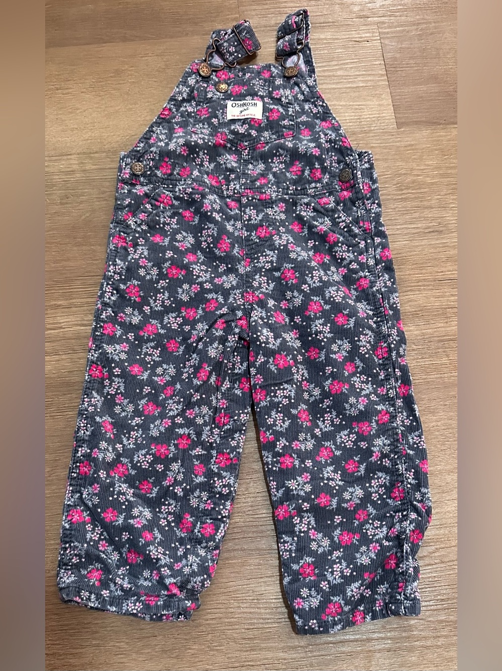 Floral corduroy overalls